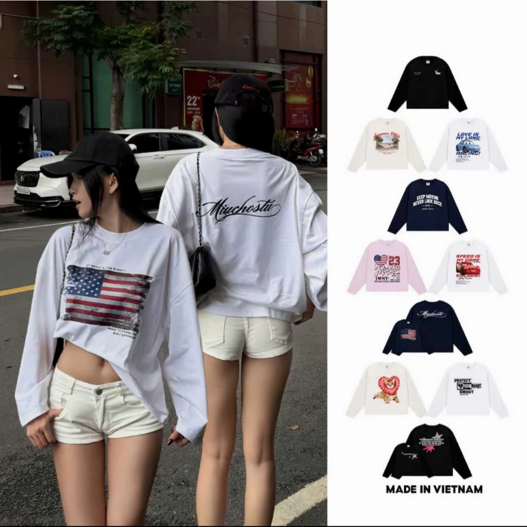 Áo thun boxy tay dài cá tính hot trend ,áo phông nam nữ cổ tròn form rộng chất cotton dày dặn phong cách Ulzzang