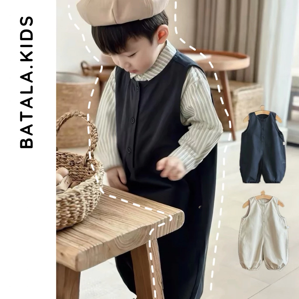 Yếm kaki cho bé trai bé gái Batala Kids, YẾM KAKI BOM DÁNG DÀI cho bé trai bé gái phong cách Hàn Quốc cho bé từ 9- 25kg.