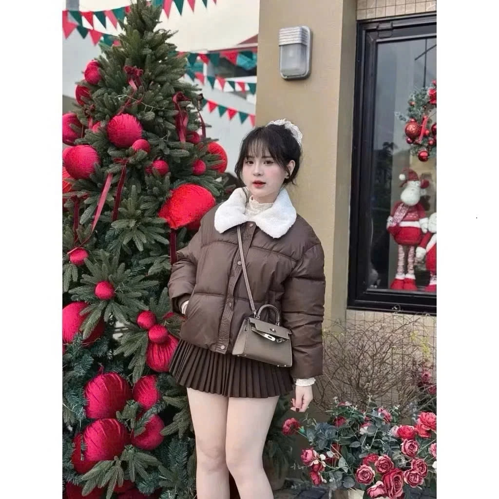 Áo Khoác Phao Nữ Dáng Ngắn Cổ Lông Có Dây Rút Áo Phao Croptop Nữ 3 Lớp Siêu Ấm YAMA.FASHION