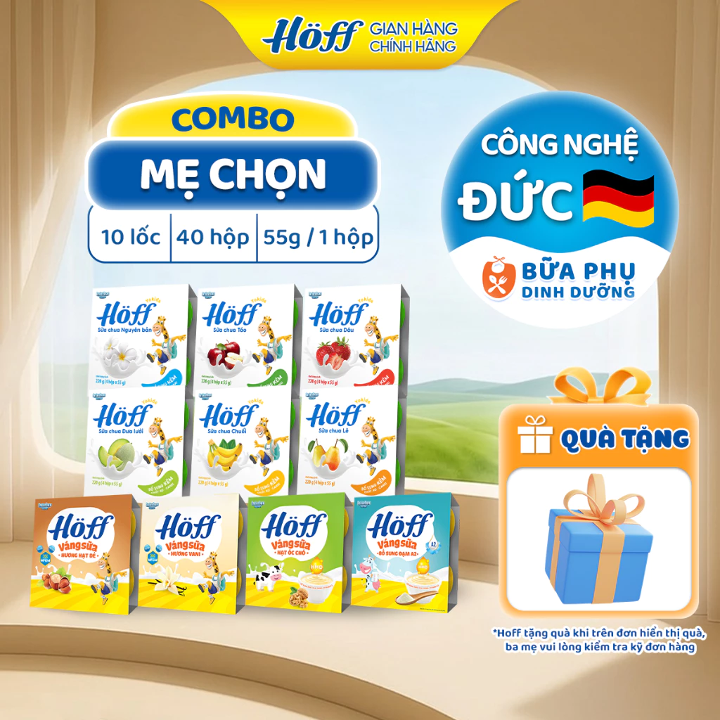 Combo Mẹ Chọn Sữa chua váng sữa HOFF Mix vị bổ sung dưỡng chất cho bé 10 Lốc (40 hộp x 55g)