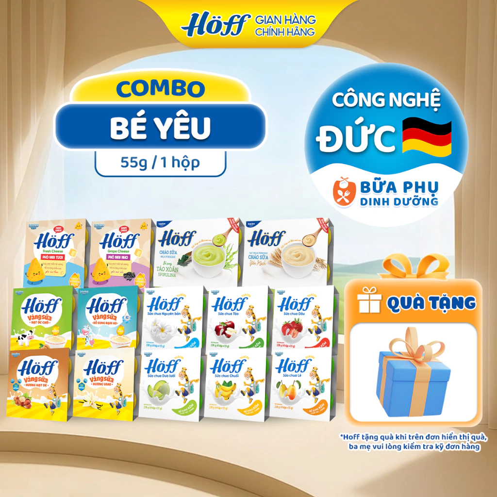 Combo Bé Yêu - Sữa chua, Váng sữa, Cháo sữa, Phô mai tươi trẻ em HOFF cho bé ăn dặm