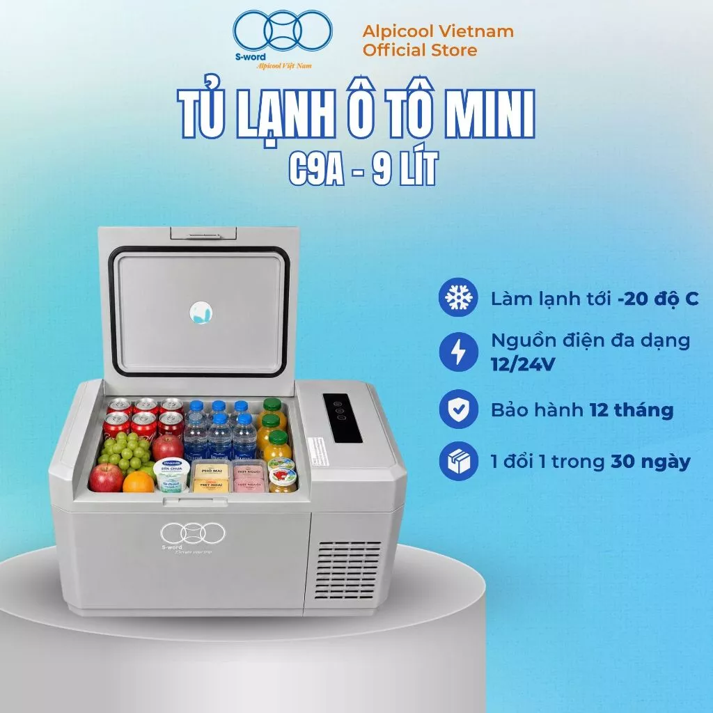 Tủ Lạnh Ô Tô Alpicool C9A Chính Hãng 12V/24V - Làm Lạnh Đến -20°C, Máy Nén Tiết Kiệm Điện BH 12 Tháng