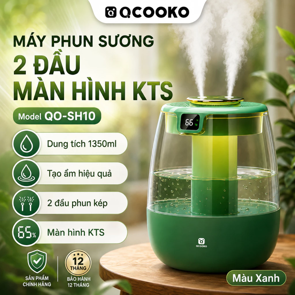 Máy tạo ẩm mới năm 2026 Máy phun sương để bàn 2 đầu J10, màn hình số - Ẩm toàn phòng