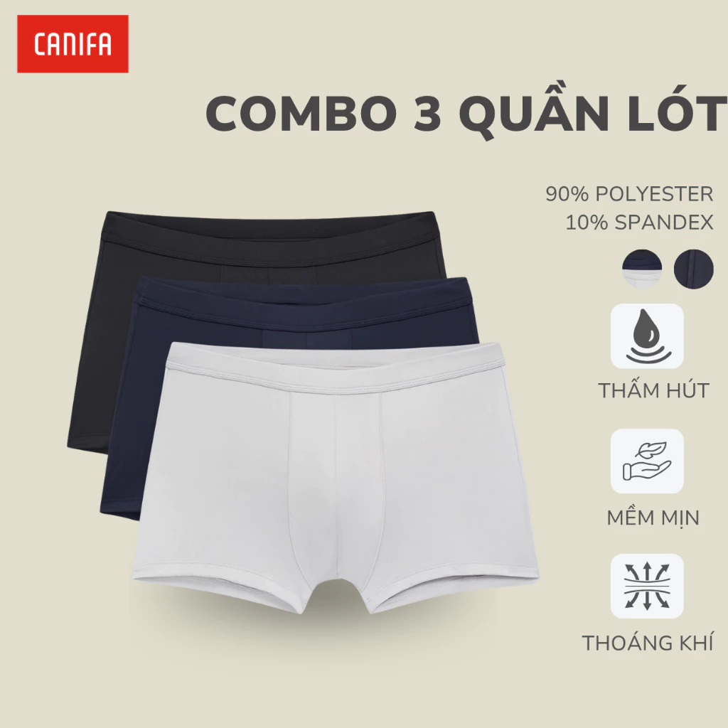 Combo 3 quần lót đùi nam CANIFA 8US26A004