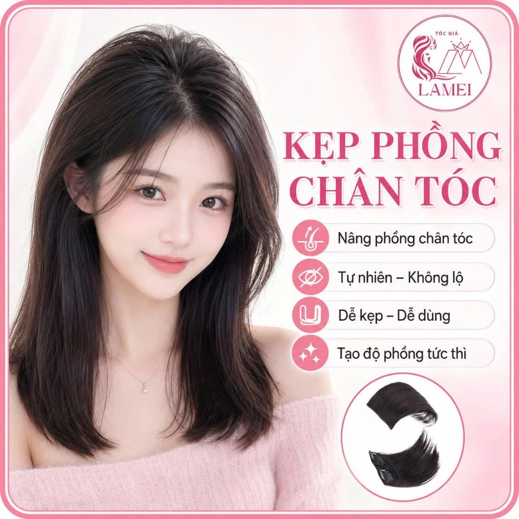 Tóc Giả Nữ Dạng Kẹp Phồng Chân Tóc Giúp Tóc Bồng Bềnh Tự Nhiên Lamei