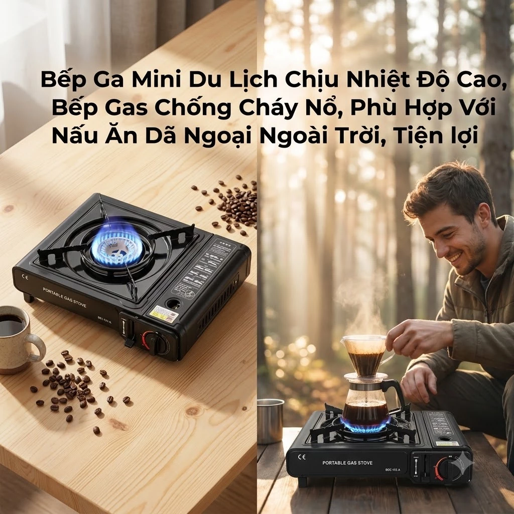 Bếp Ga Mini Du Lịch Chịu Nhiệt Độ Cao - Bếp Gas Mini Dã Ngoại An Toàn, Tiện Lợi