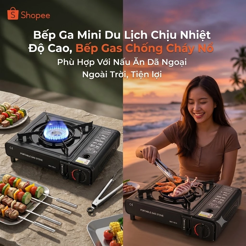 Bếp Ga Mini Du Lịch Chịu Nhiệt Cao, Thiết Kế Chống Cháy Nổ