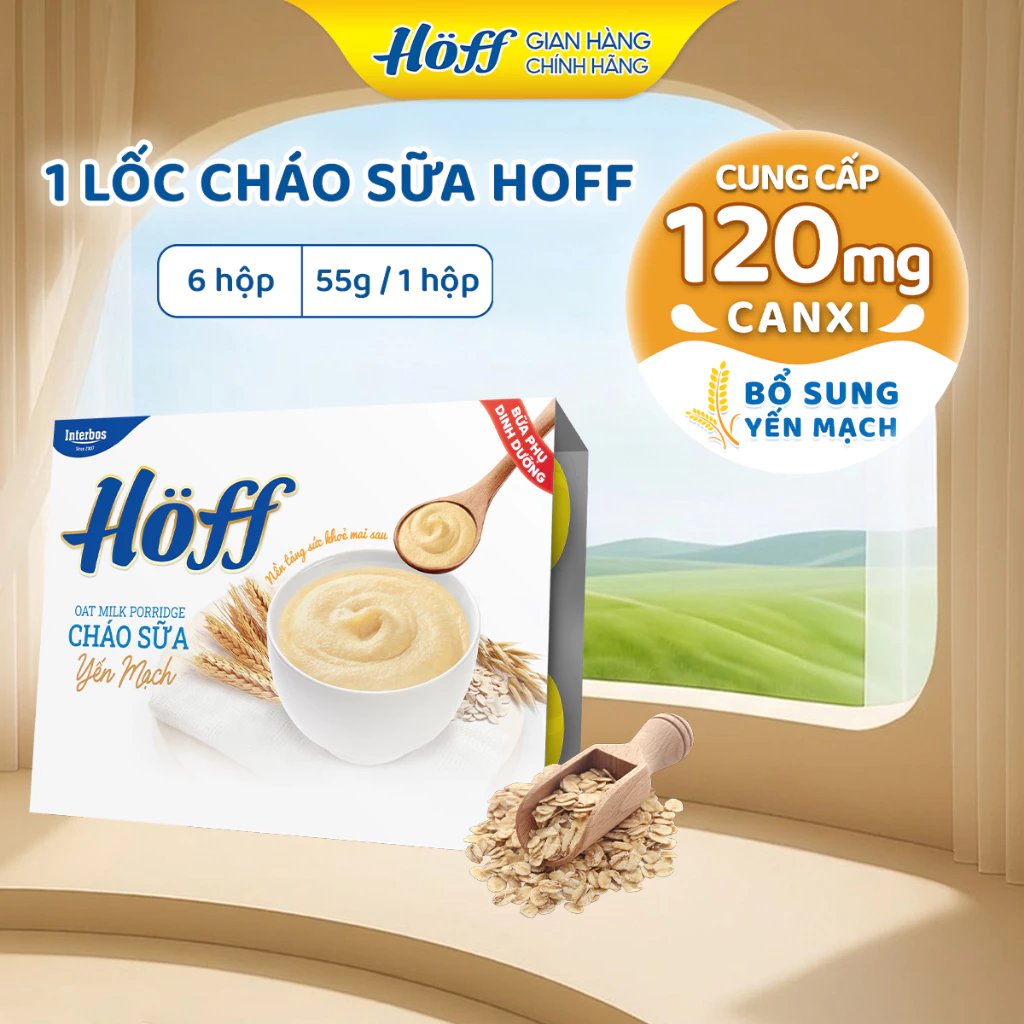 Cháo Sữa HOFF cho bé bổ sung Yến Mạch, Tảo xoắn cho trẻ em ăn dặm - 1 Lốc (6 hộp x 55g)