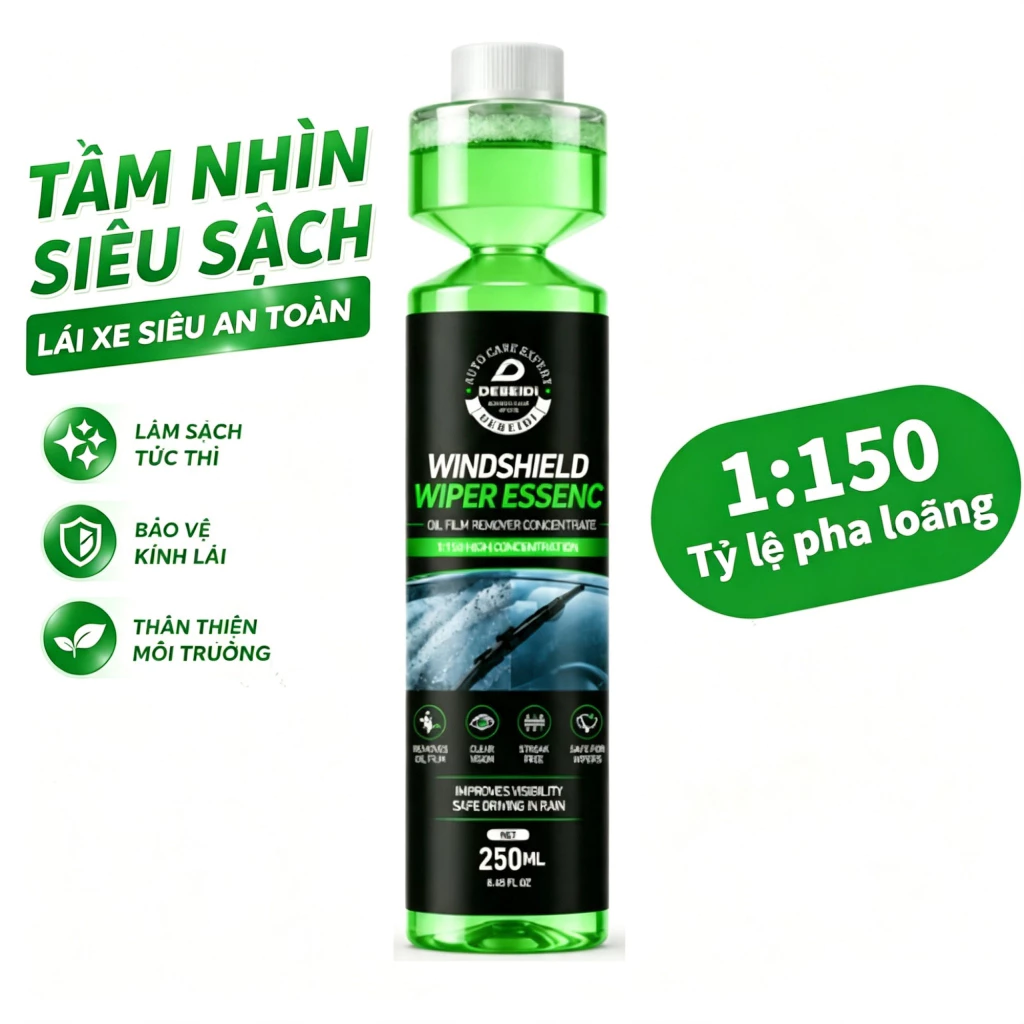 Nước Rửa Kính Ô Tô MOLINO Chính Hãng Chai 270ml,Tỉ Lệ Pha 1:150,Siêu Tiết Kiệm,Siêu Sáng Bóng