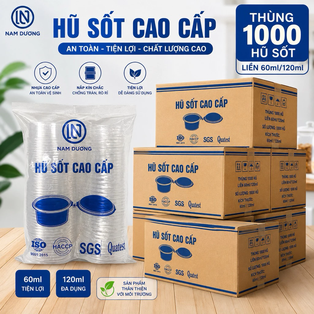 Sỉ thùng 1000 hũ sốt liền 60ml/120ml. Hũ liền [2OZ] 4OZ đựng sốt tiện lợi