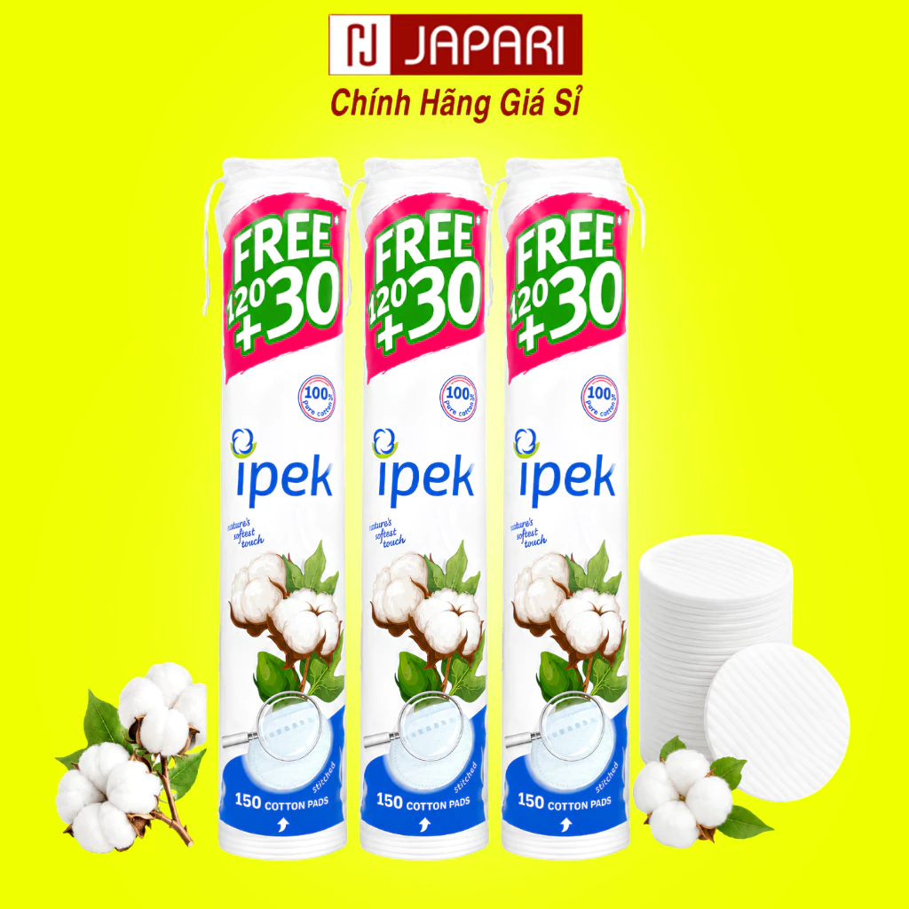 Bông Tẩy Trang Ipek Thổ Nhĩ Kì Klasik 150 Miếng Tẩy Trang Skincare Dưỡng Da Cotton Chính Hãng JAPARI