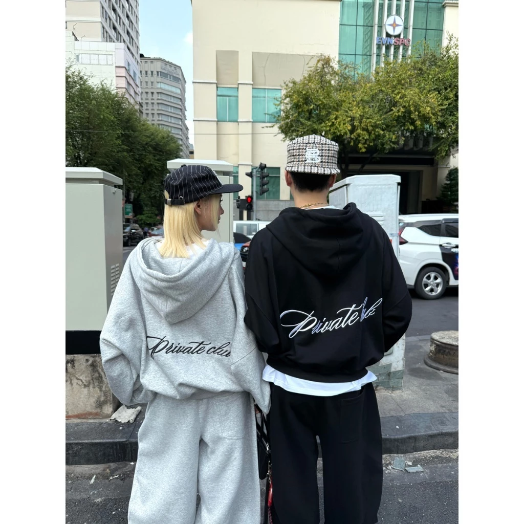 Áo Hoodie Nỉ Unisex Private Club Nam Nữ Form Rộng, Áo Khoác Nỉ Có Nón Zip Hoodie Đôi Ulzzang Hàn Quốc
