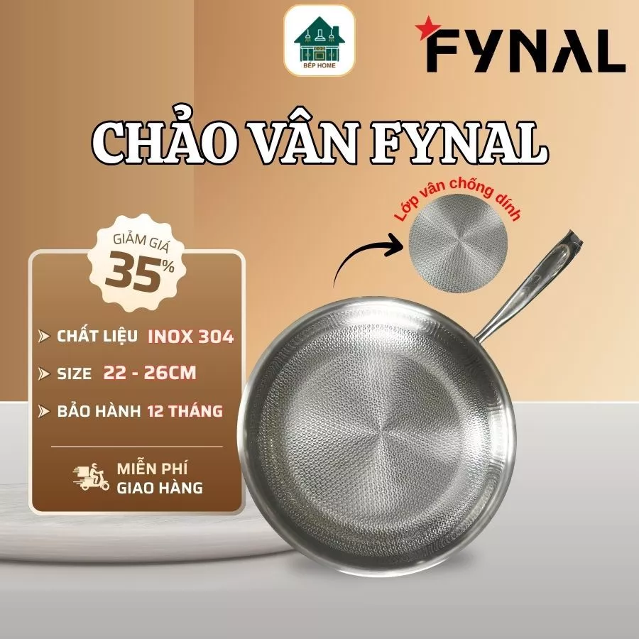 Chảo Inox Fynal Vân Lồi 2 Size Đa Năng Hạn Chế Trầy Xước Hiệu Quả, Phù Hợp Mọi Không Gian Bếp - Bếp Home