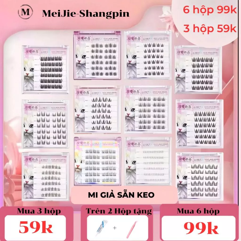 (2 hộp tặng nhíp + keo) Mi Giả Không Keo Tự Dính Tự Nhiên – Mi Tự Dính Chống Nước 24H, Mi Giả Sợi Siêu Mảnh