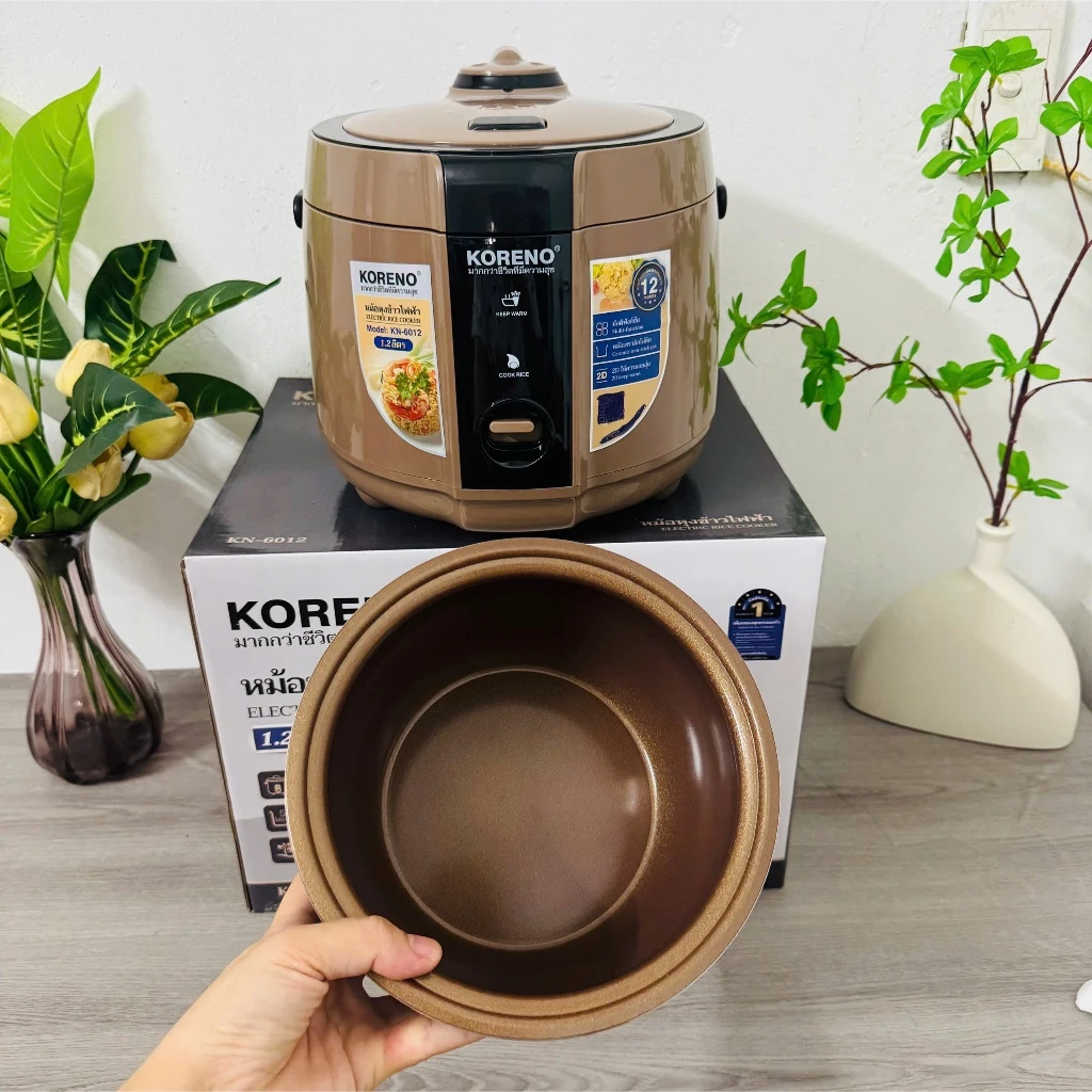 Nồi Cơm Điện KORENO KN-6012 Công Nghệ Ủ Ấm 2D, Công Suất 500W, Lòng Nồi Ceramic Chống Dính