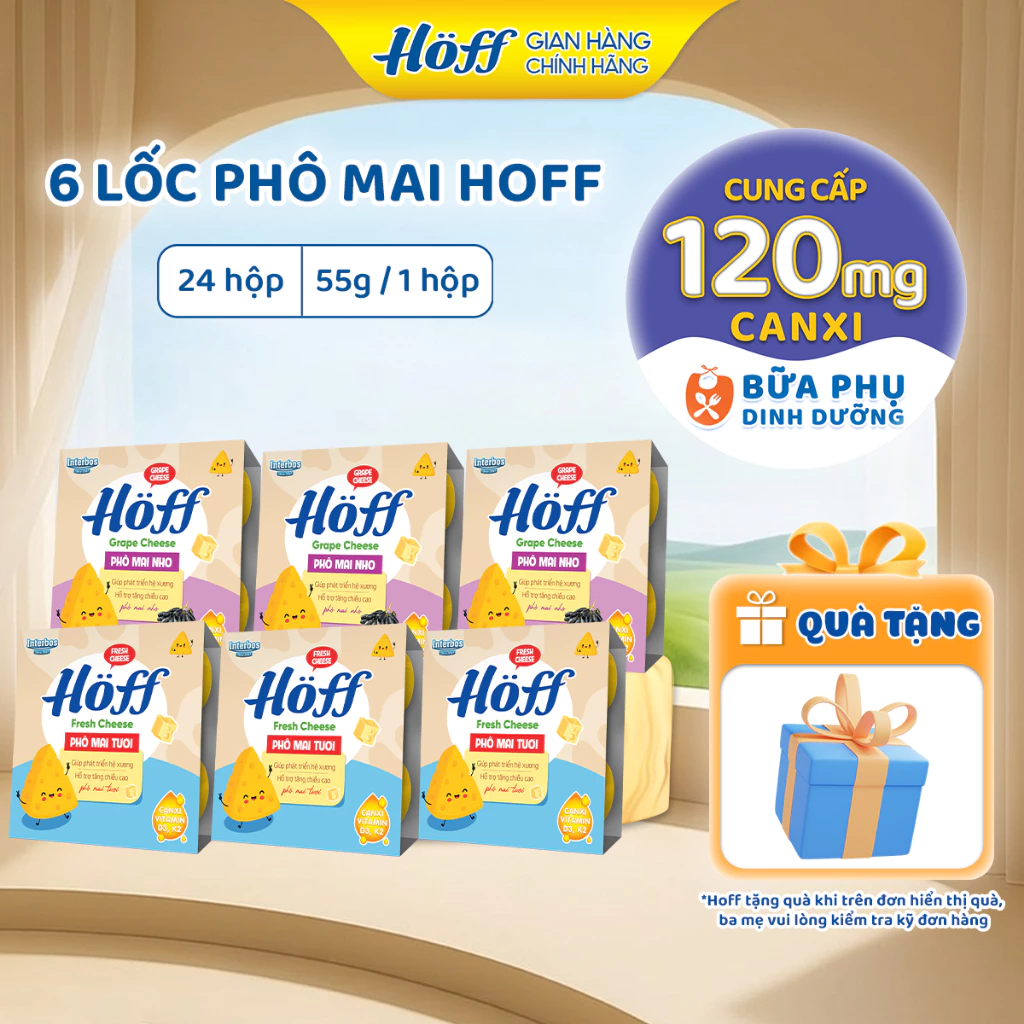 6 Lốc Phô mai tươi HOFF ăn dặm bổ sung canxi, vitamin cho bé (24 hộp x 55g)