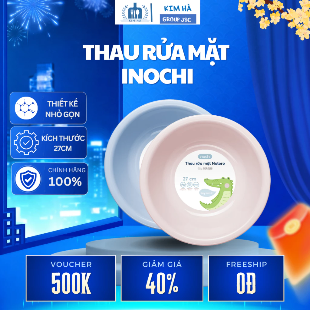 Thau Rửa Mặt Inochi Nhựa Nguyên Sinh Cao Cấp, Thành Thau Dày Dặn Sử Dụng Hằng Ngày Tiện Lợi - Kim Hà Group Jsc