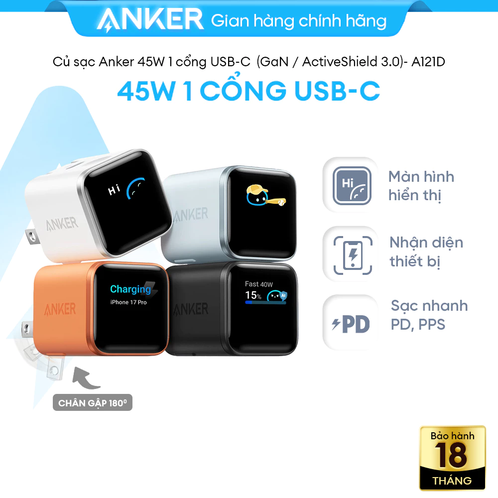 [LIVE] Củ Sạc Nhanh Anker Nano 45W | Màn Hình LED | Chân gập 180° | Sạc iPhone 15/16/17, Samsung, iPad - A121D