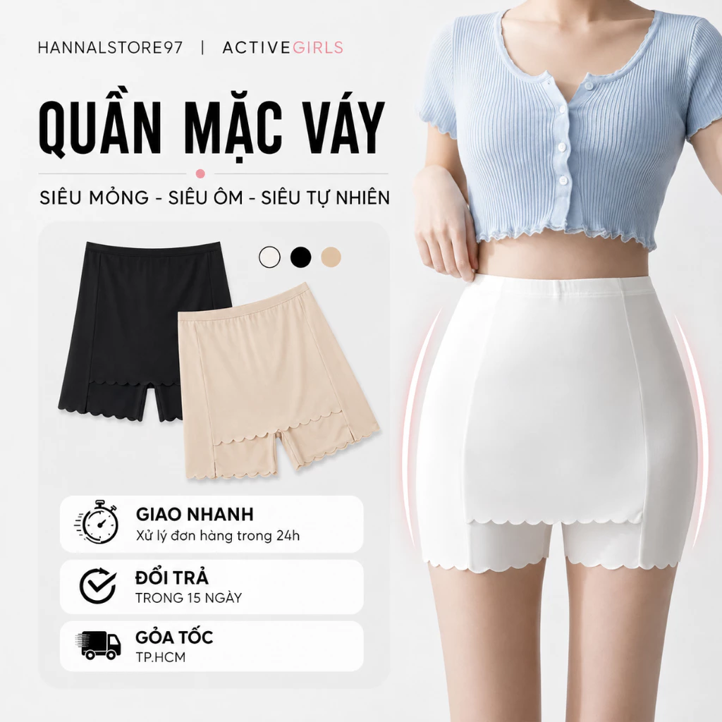 Quần Mặc Trong Váy Cho Nữ Quần Bảo Hộ Nữ Chống Lộ Tàng Hình Lụa Băng Không Viền Cao Cấp - Hannal Store 97 - MV01