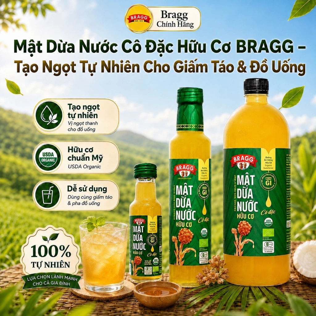 Mật Dừa Nước Cô Đặc Hữu Cơ VIETNIPA – Tạo Ngọt Tự Nhiên Cho Giấm Táo & Đồ Uống