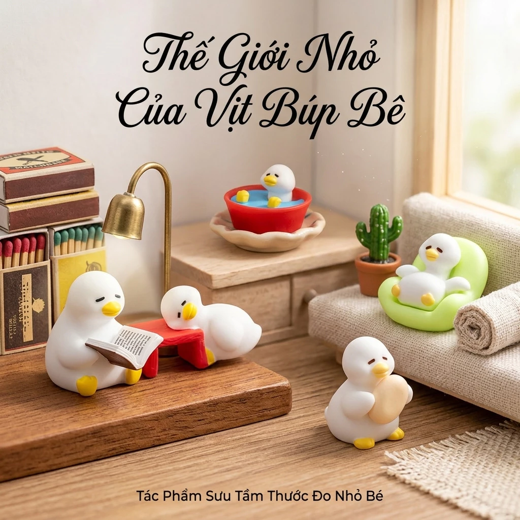 Bộ Mô Hình 7 Vịt Mini Trang Trí Để Bàn Decor Tiểu Cảnh Nhà Búp Bê Chụp Ảnh Resin Dễ Thương