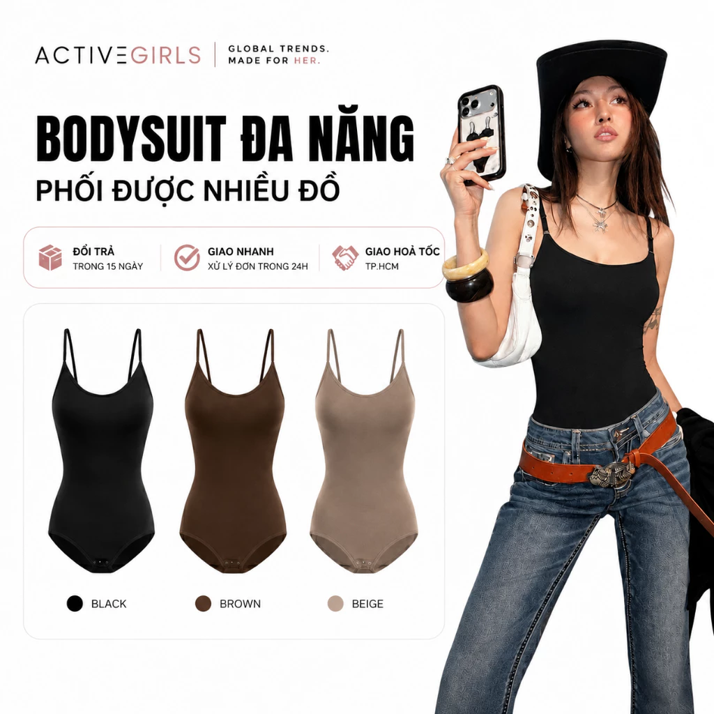 Bodysuit Nữ KHÔNG MÚT -  Quyến Rũ Áo Liền Thân Phối Đồ Đi Biển Jumpsuit Ngắn Sexy Y2K Cao Cấp - JS01 | Hannal Store 97