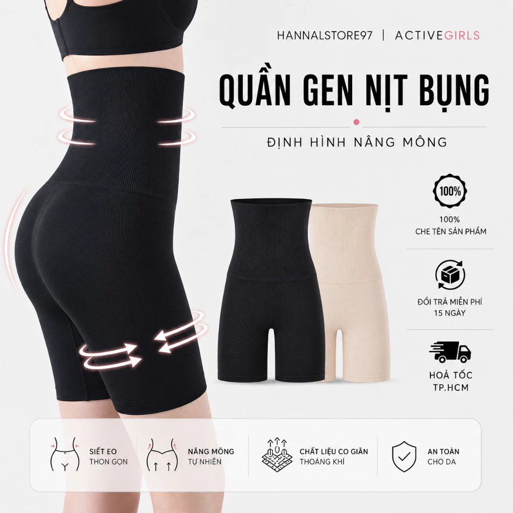 Quần Gen Nịt Bụng Bigsize - Quần Định Hình Eo Thon, Nâng Mông, Chống Cuộn | Mặc Váy Body Không Hằn -NBD