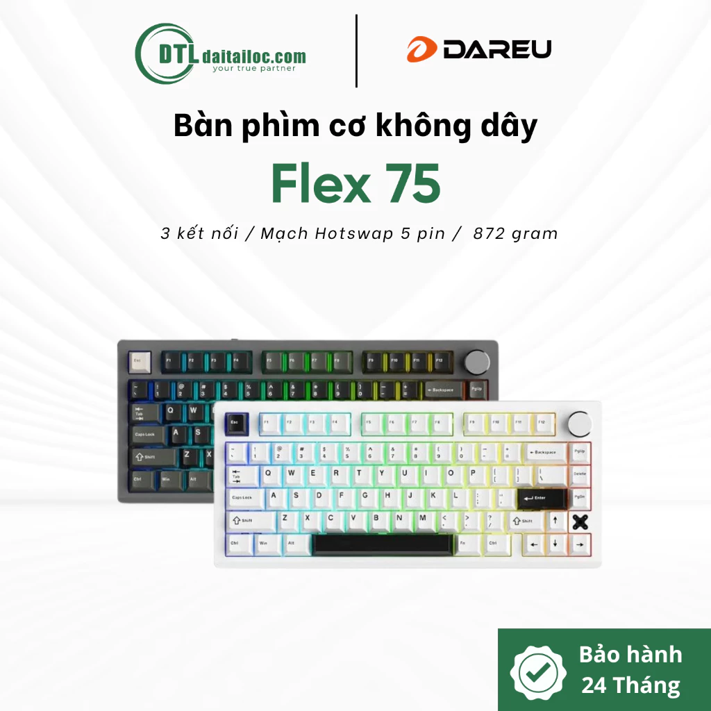 Bàn phím cơ không dây gaming Dare-u Flex 75 tri-mode Pegasus Switch | Chính hãng | Bảo Hành 24 Tháng