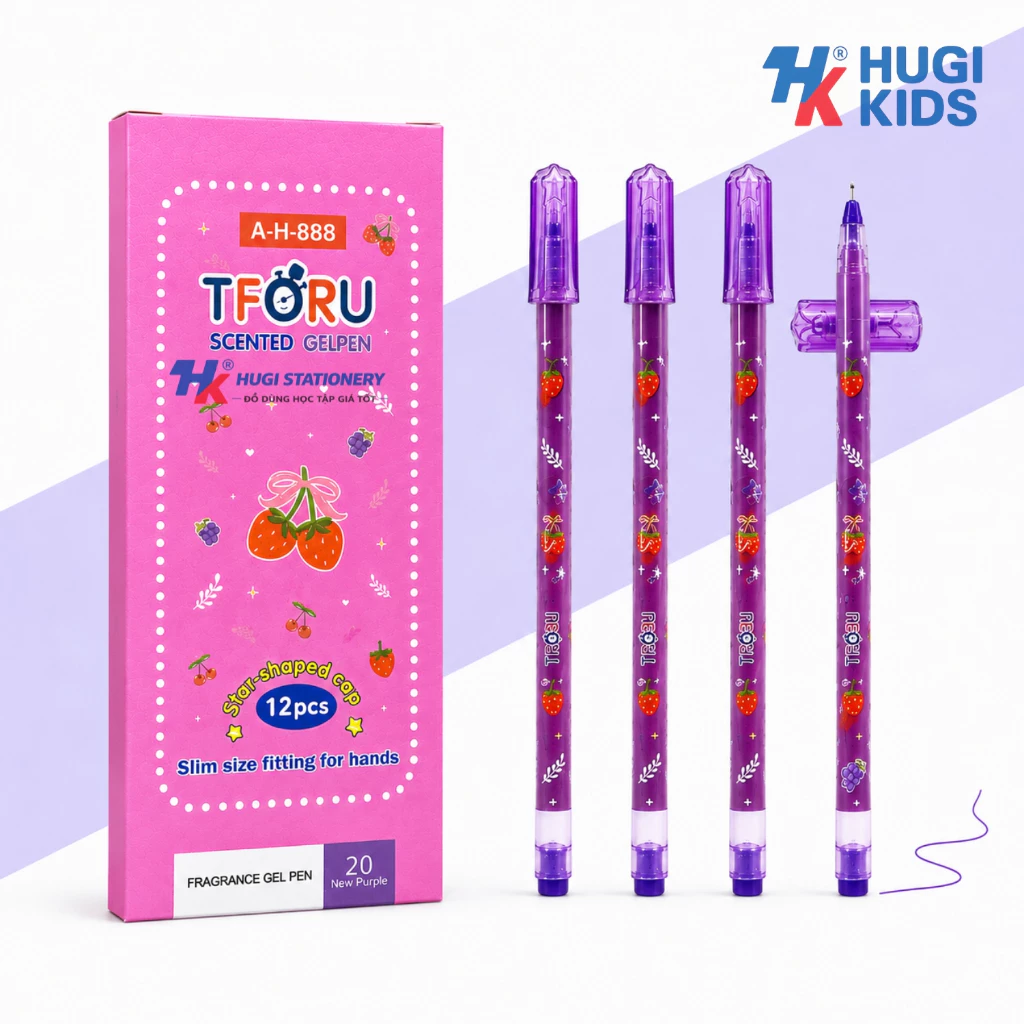 Hộp 12 Cây Bút Gel Nho TForu nét nhỏ mực đậm, viết êm dành cho các bé tiểu học