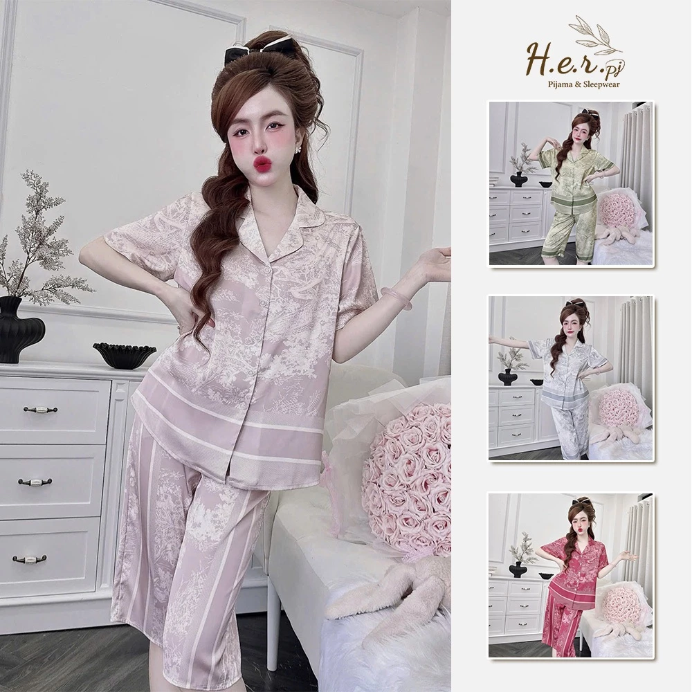 Đồ ngủ lửng nữ mặc nhà HER Pijama lụa latin mềm mịn mát