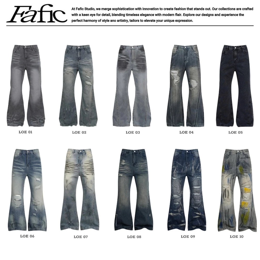 Quần jean ỐNG LOE Denim Wash FAFIC Studio FORM RỘNG unisex Hàn Quốc Quần Jeans dáng suông jean Nam Nữ