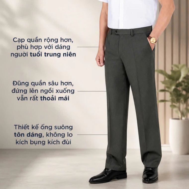 Quần âu nam trung niên ATRASTINO VẢI COTON  CAO CẤP mẫu mới 2026 form suông lịch sự QA090