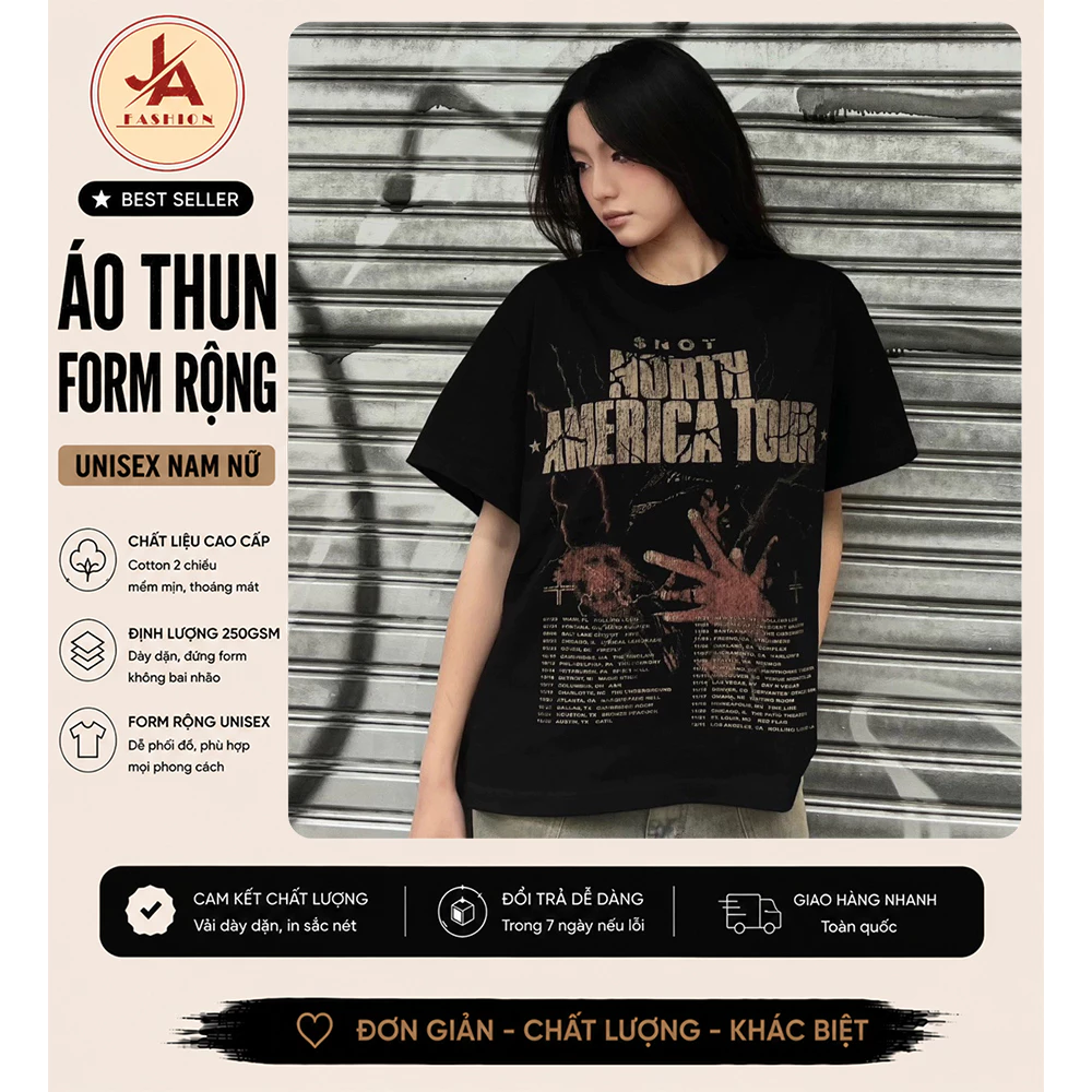 Áo thun form rộng girl phố boy phố  mùa hè cổ tròn vintage style tay ngắn local brand