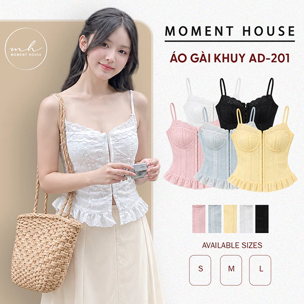 AD 201 - ÁO 2 DÂY GÀI KHUY PHỐI REN