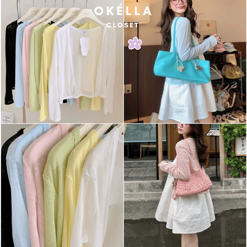 [SẴN] Áo Cardigan Nữ THUN GIẤY MỎNG dáng vát cong tay dài A3769 OKÉLLA