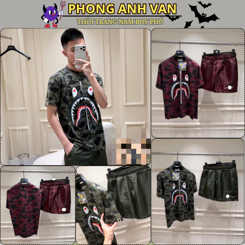 Set Hè Nam BP Cá Mập Họa Tiết In Loang Siêu Chất - Bộ Nam Cá Mập Chất Cotton Hottrend 2026