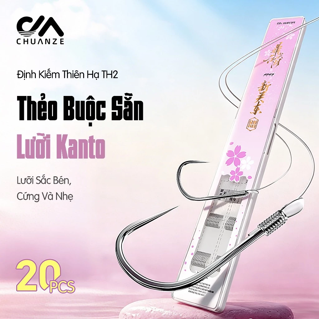 Thẻo Câu Đài Định Kiếm TH2 Hộp 20 Bộ Thẻo Buộc Sẵn Lưỡi Kanto Cao Cấp Chuyên Rô Chép Trắm