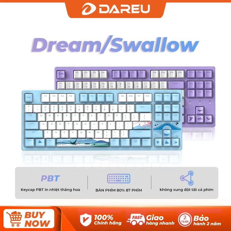 Bàn Phím Cơ DAREU A87L Kết Nối Không Dây Bluetooth Dùng Cho Văn Phòng,Chơi Game Có Led RGB - Bảo hành 12 tháng