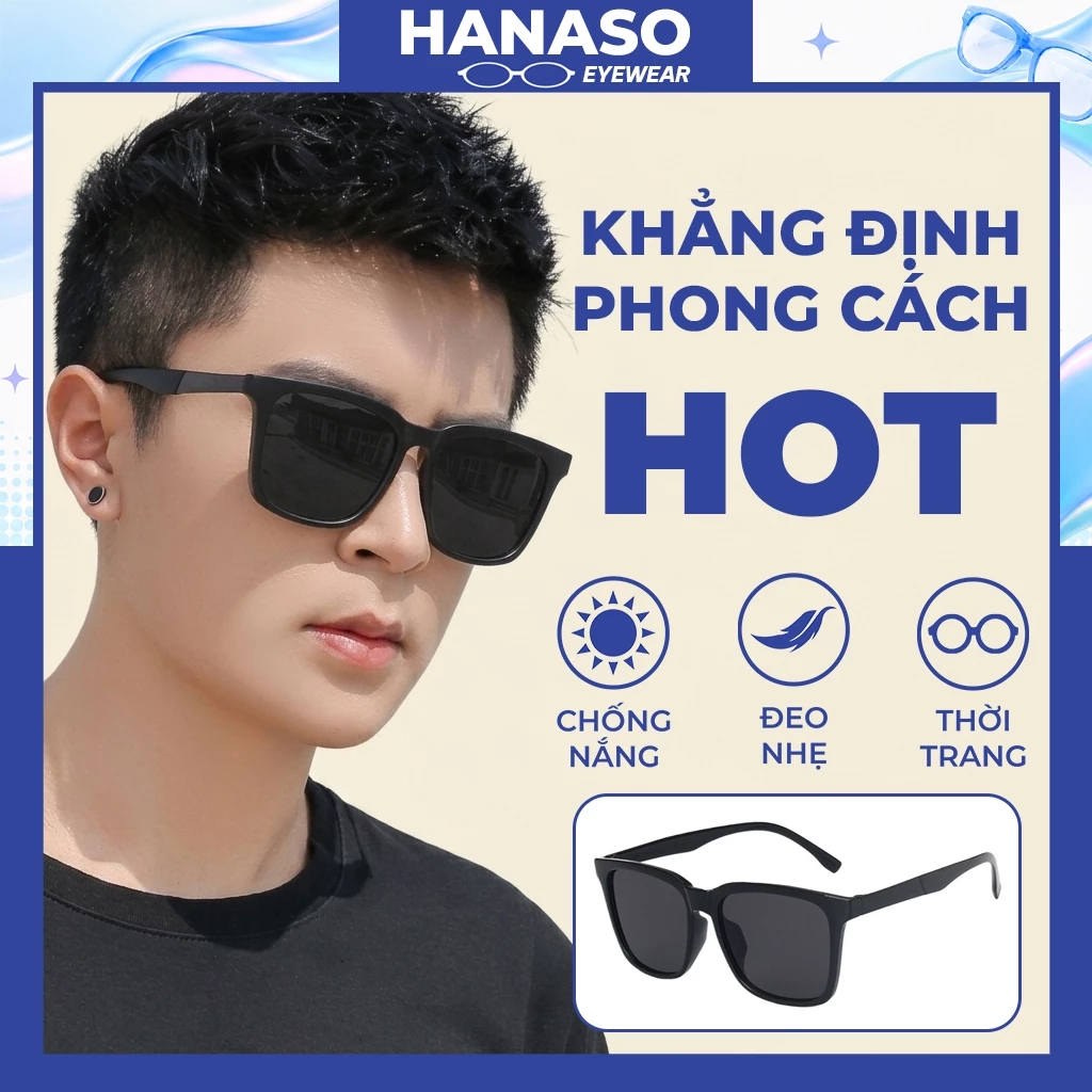 Kính râm mát nữ nam phong cách Hàn Quốc mắt kính chống UV tia bức xạ thời trang hot hit đẹp giá rẻ cá tính HANASO 303