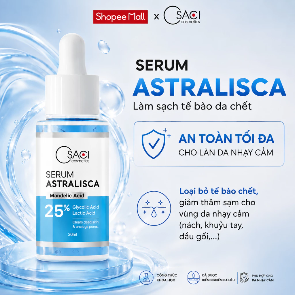 Serum hỗ trợ tái tạo bề mặt & làm mịn da Osaci Astralisca cho mặt, nách & body - Hỗ Trợ Giảm Thâm Sạm, Làm Sáng Da 20ml