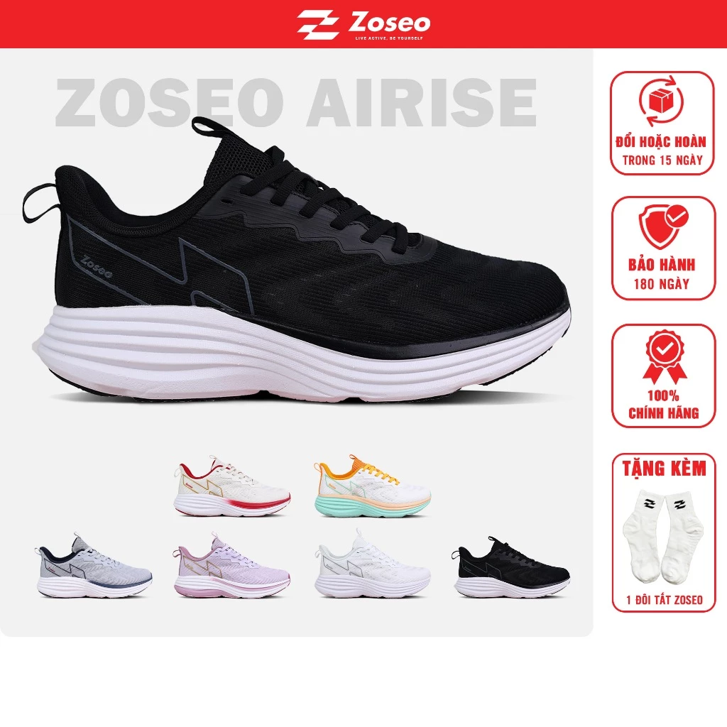 Giày Thể Thao Chạy Bộ Nam Nữ Zoseo Airise Năm 2026 - Êm Ái, Thoáng Khí, Hạn Chế Trơn Trượt Chạy Êm Size 36-46