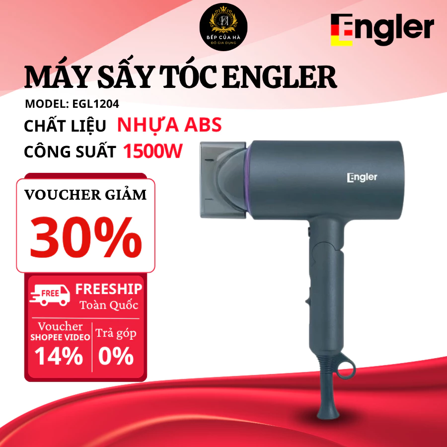 Máy Sấy Tóc Engler Công Suất Lớn Tốc Độ Gió Mạnh Công Nghệ Thủy Ion Chăm Sóc Tóc Bóng Mượt Chống Khô Xơ - Bếp Của Hà