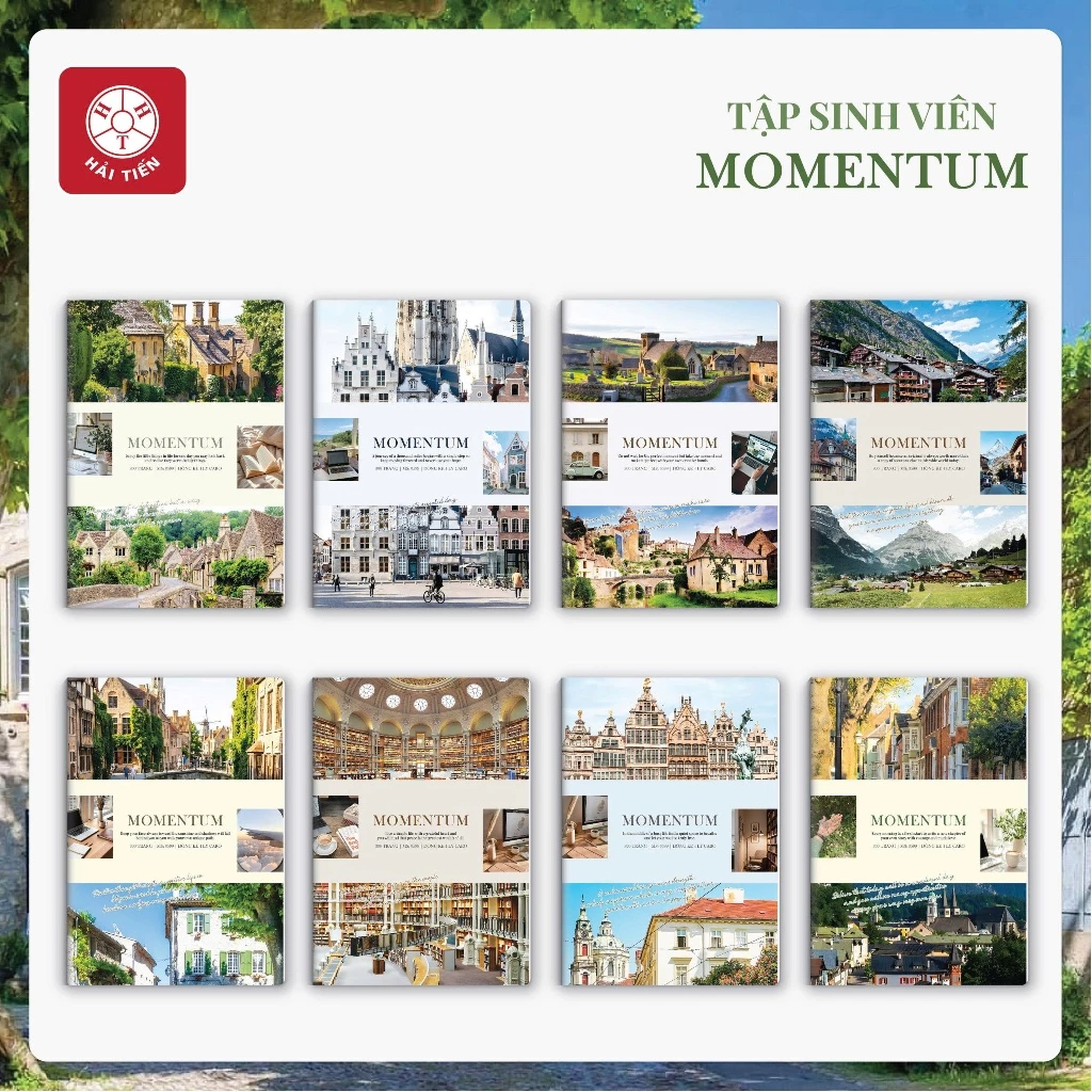 HẢI TIẾN Tập sinh viên [Miền Trung + Miền Nam] Momentum - ĐL 60g/m2 (100/200 trang - 4ly ngang/4 ly caro) - KT 175x250