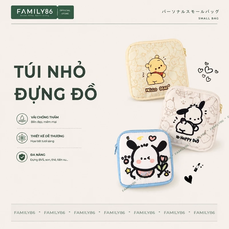Túi Đựng Đồ Cá Nhân Mini, Túi Đựng Băng Vệ Sinh, Túi Nhỏ Đựng Son Tiền Xu Bvs Tai Nghe Sạc