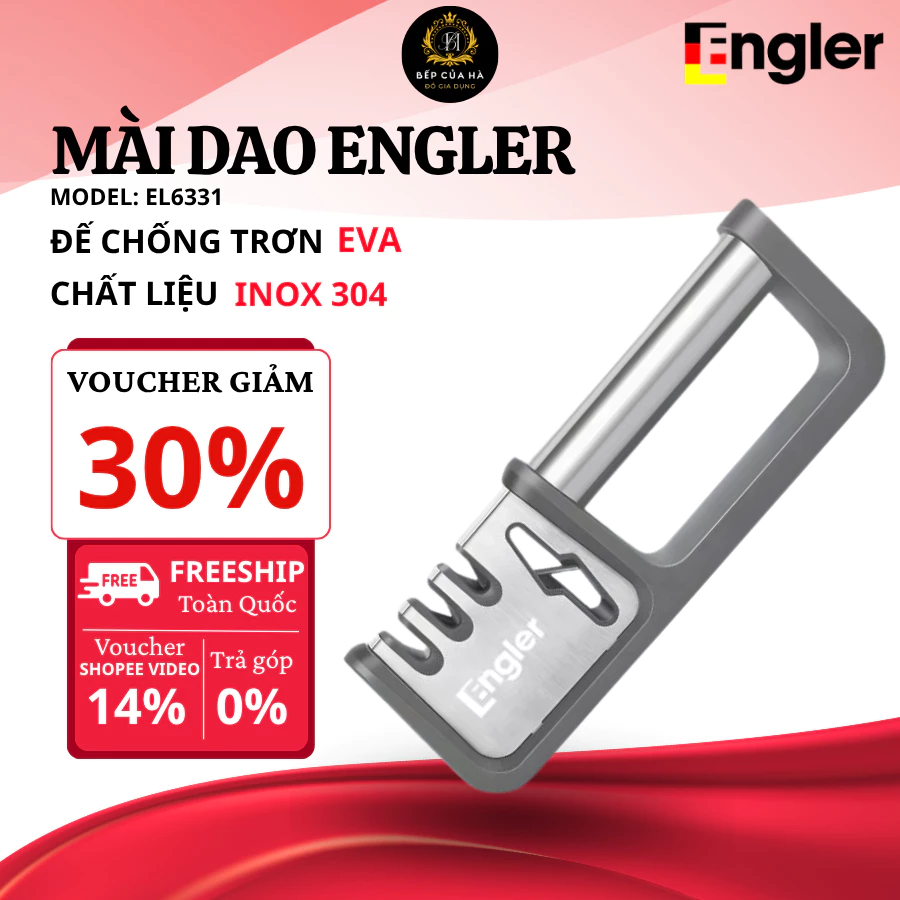 Dụng Cụ Mài Dao Engler EL6331 Thiết Kế 3 Khe Mài Tiện Lợi, Tay Cầm Chống Trượt, Phù Hợp Nhiều Loại Dao - Bếp Của Hà