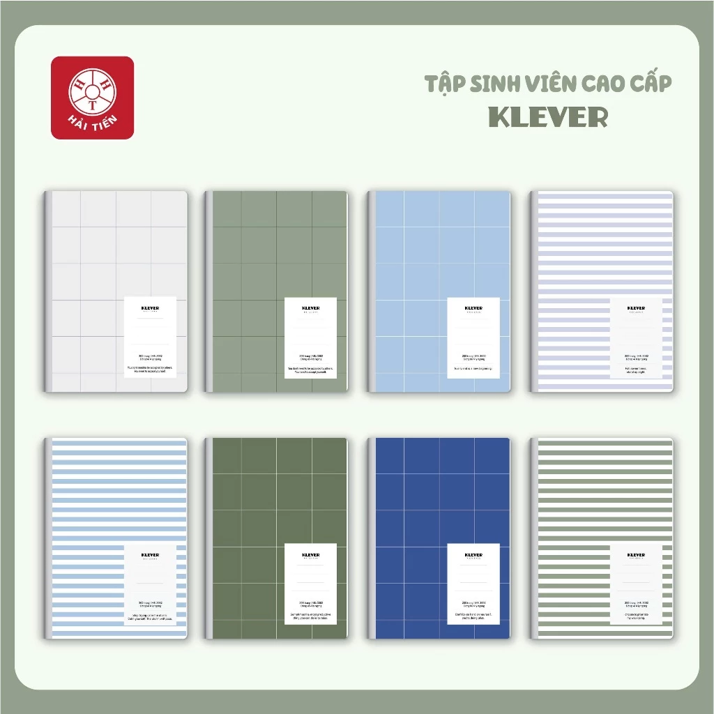 HẢI TIẾN Tập sinh viên [Miền Trung + Miền Nam] Klever Hải Tiến (100, 200 trang) - 4 ly ngang - KT 175x250