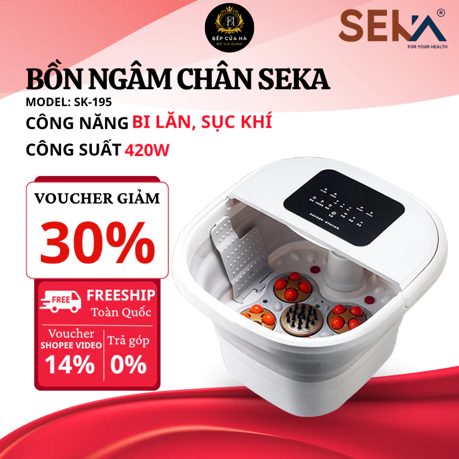 Bồn Ngâm Chân Massage Hồng Ngoại SEKA Dung Tích 10L, Có Thể Gập Gọn Dễ Dàng Điều Khiển - Bếp Của Hà