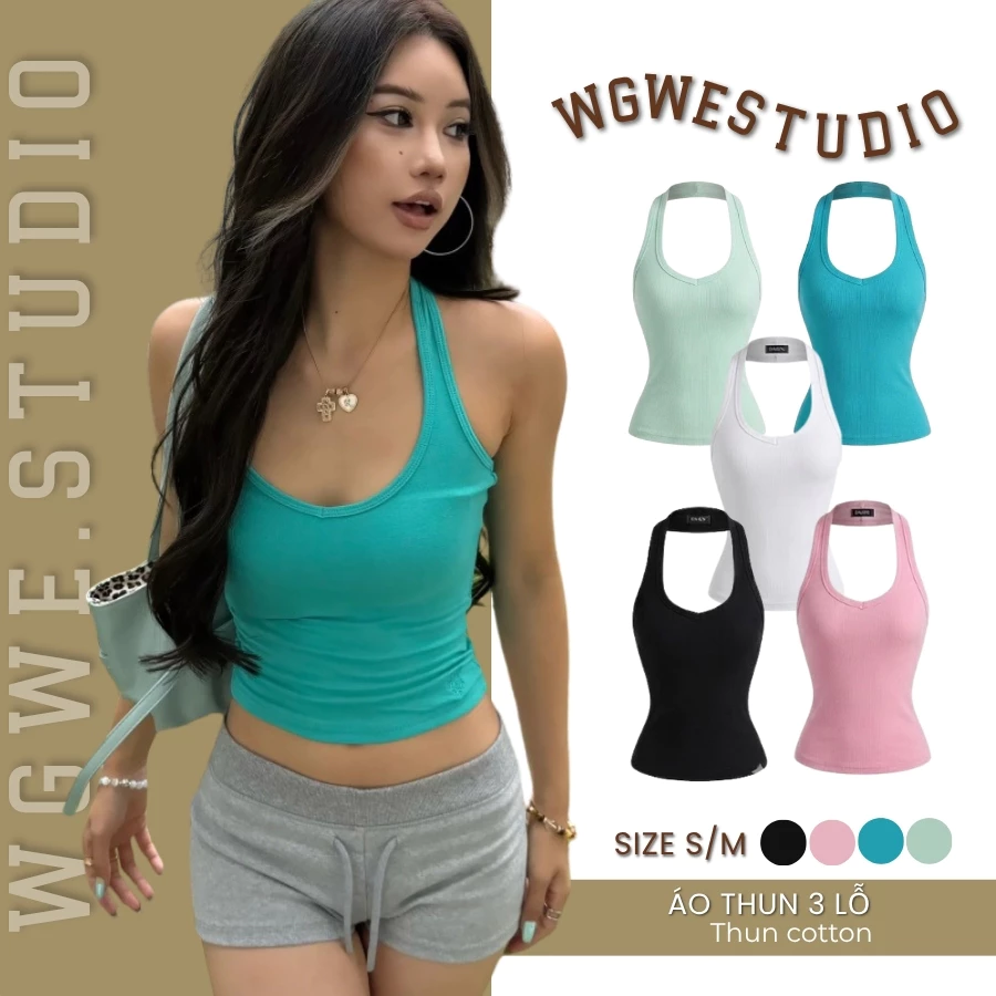WGWE Studio Áo Thun Ba Lỗ Nữ Ôm Body - Áo Ba Lỗ Tập Gym Co Giãn Thoáng Mát Basic 10845