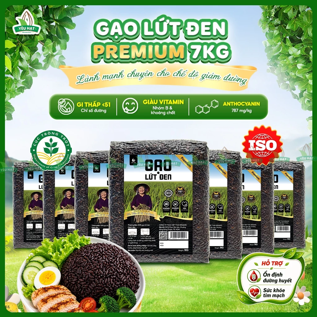 [COMBO 7KG SIÊU HỜI] Gạo Lứt Đen  Ăn Kiêng  Đạt Chuẩn ISO Dẻo Mềm Không Cần Ngâm Eatclean Thực Dưỡng