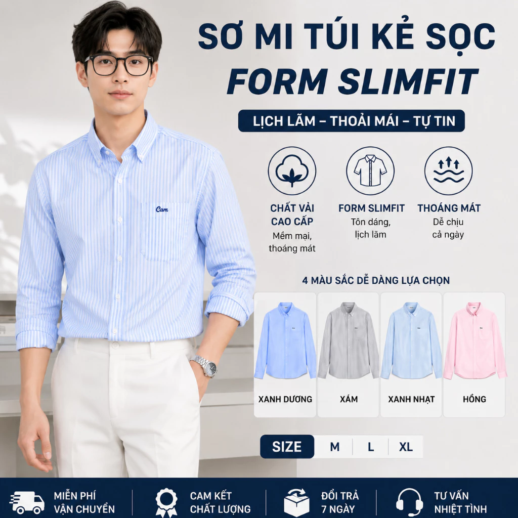 Áo Sơ Mi Nam Nữ Dài Tay Kẻ Sọc GEN ALPHA Form Rộng Unisex Kèm Túi Cao Cấp - GEN33